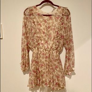 LoveShackFancy metallic ruffle mini dress